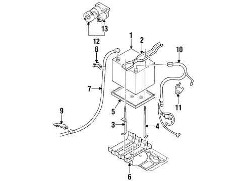 1999 Acura SLX Battery Clamp, Battery Diagram for 8-94387-851-1