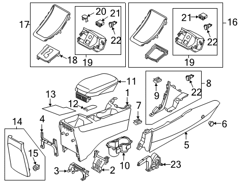 2015 Hyundai Elantra Center Console Cover-Parking Brake Diagram for 84614-3YAA0-RY