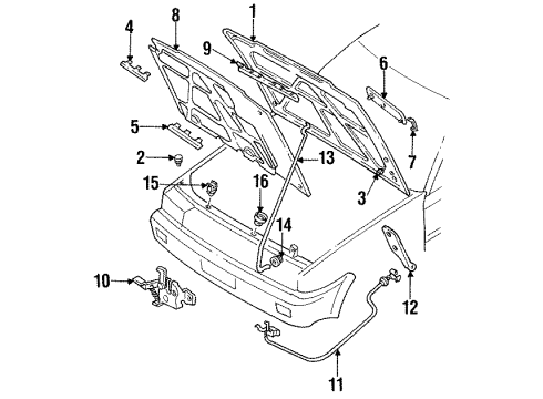 1989 Nissan Stanza Hood & Components, Exterior Trim Control-Hood Lock Diagram for 65620-11R01