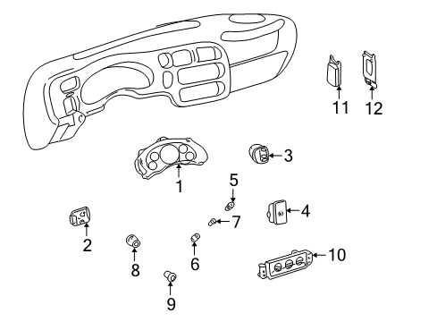 2001 GMC Sonoma Instruments & Gauges Instrument Cluster Assembly Diagram for 15105620