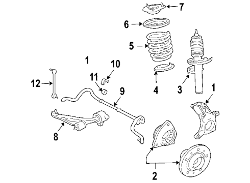 2007 Ford Freestar Front Suspension Components, Lower Control Arm, Stabilizer Bar Front Hub Diagram for 3F2Z-1104-AB