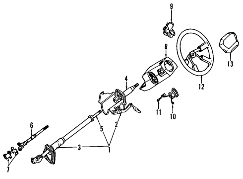 1994 Nissan Pathfinder Steering Column, Steering Wheel & Trim, Housing & Components, Shaft & Internal Components, Shroud, Switches & Levers Switch Assy-Combination Diagram for 25560-85P05