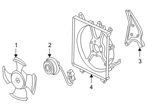 2003 Honda Civic A/C Condenser Fan Protector, Fan Motor Diagram for 38619-PMM-A00