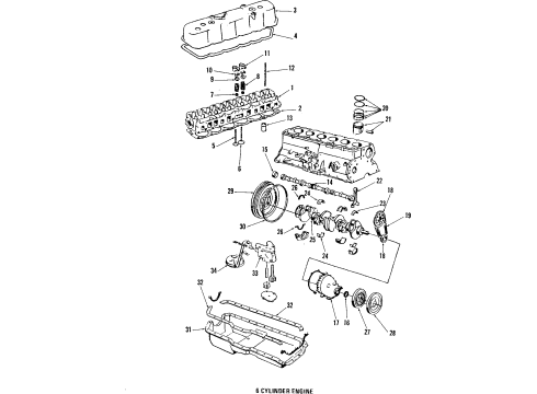 1984 American Motors Eagle Engine Parts, Mounts, Cylinder Head & Valves, Camshaft & Timing, Oil Pan, Oil Pump, Crankshaft & Bearings, Pistons, Rings & Bearings Cover, Cylinder Head Diagram for 83503343