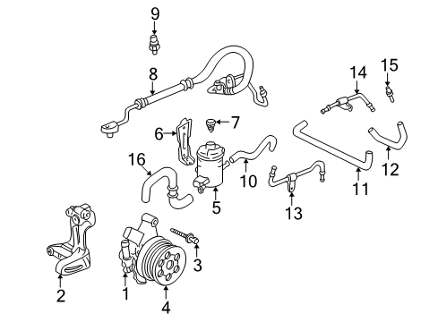 1996 Honda Civic P/S Pump & Hoses, Steering Gear & Linkage Hose, Power Steering Oil Tank Diagram for 53733-S01-A50