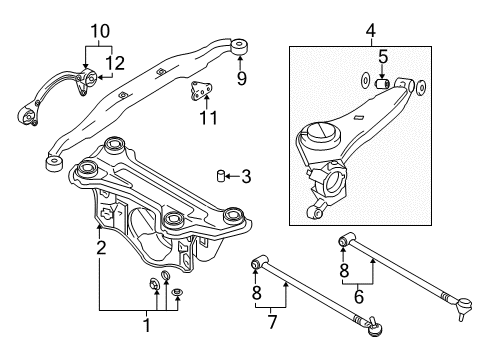 2001 Hyundai Santa Fe Rear Suspension Components, Lower Control Arm, Upper Control Arm Arm Complete-Trailing, RH Diagram for 55101-26000