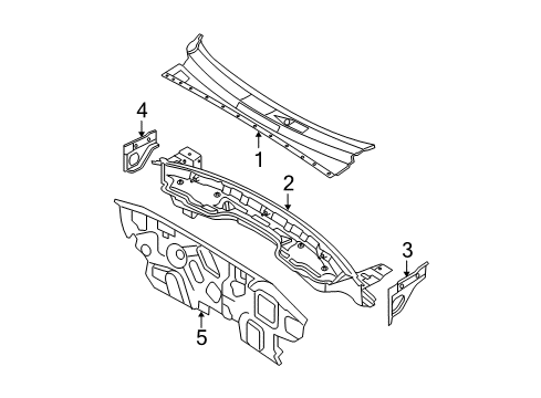 2009 Hyundai Tucson Cowl Insulator-Dash Panel Diagram for 84124-2E150