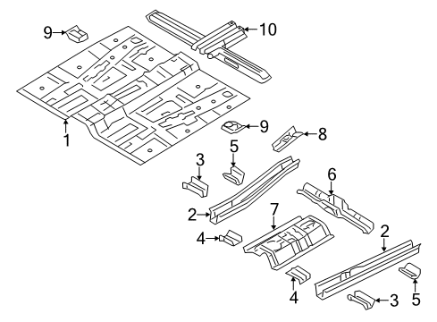 2010 Hyundai Santa Fe Floor Crossmember Assembly-Front Seat Diagram for 65150-0W500