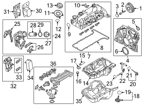 2015 BMW X3 Engine Parts, Mounts, Cylinder Head & Valves, Camshaft & Timing, Variable Valve Timing, Oil Pan, Oil Pump, Adapter Housing, Balance Shafts, Crankshaft & Bearings, Pistons, Rings & Bearings Oil Filler Neck Diagram for 11127810585