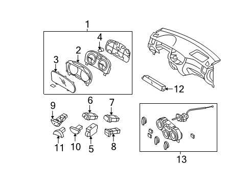 2006 Hyundai Accent Switches Cluster Assembly-Instrument(Mph) Diagram for 94001-1E240