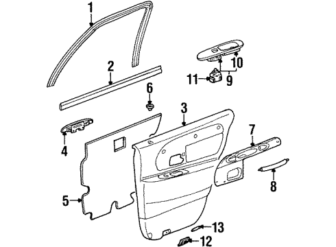 2000 Lincoln Town Car Interior Trim - Rear Door Switch Housing Diagram for F8VZ14527BH