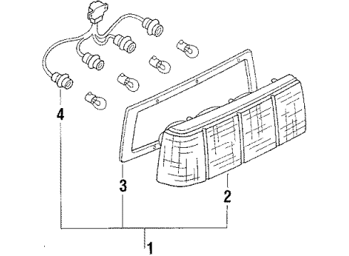 1984 Nissan Stanza Tail Lamps Lens & Rim Assembly Diagram for 26551-D1700