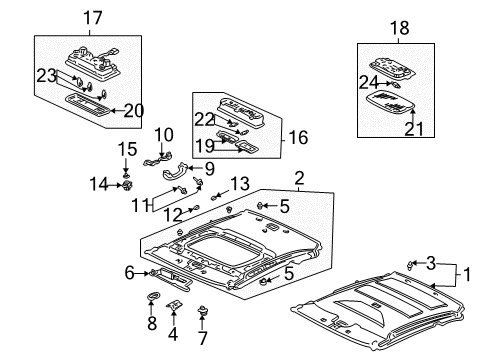2001 Honda Civic Interior Trim - Roof Base (Seagull Gray) Diagram for 34403-S5A-003ZC