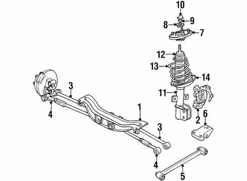 2002 Oldsmobile Intrigue Rear Suspension Components, Stabilizer Bar Rod Asm-Rear Wheel Spindle Diagram for 10329693