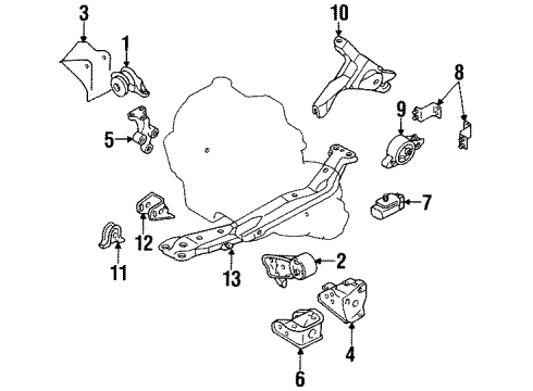 1990 Nissan Stanza Engine Mounting Engine Mounting Damper Assembly Diagram for 11375-65E00