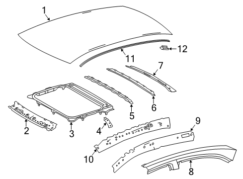 2015 Toyota Corolla Roof & Components, Exterior Trim Sunroof Reinforcement Support Diagram for 63118-02070