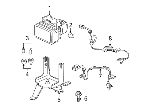 2004 Honda S2000 ABS Components Bracket, Modulator Diagram for 57115-S2A-A60