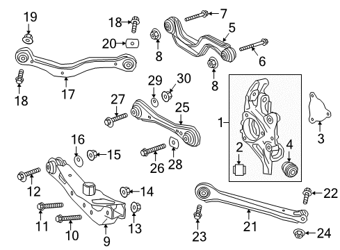 2019 Cadillac XT5 Rear Suspension, Lower Control Arm, Stabilizer Bar, Suspension Components Lower Control Arm Rear Bolt Diagram for 11547215