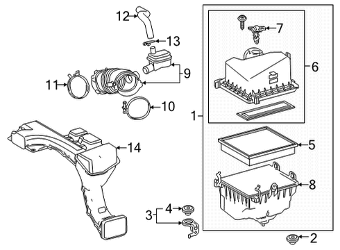 2022 Lexus NX250 Air Intake Hose Assembly, Air Clean Diagram for 17880-25050