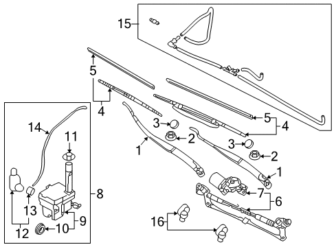 2009 Kia Optima Wiper & Washer Components Windshield Washer Reservoir Assembly Diagram for 986202G500