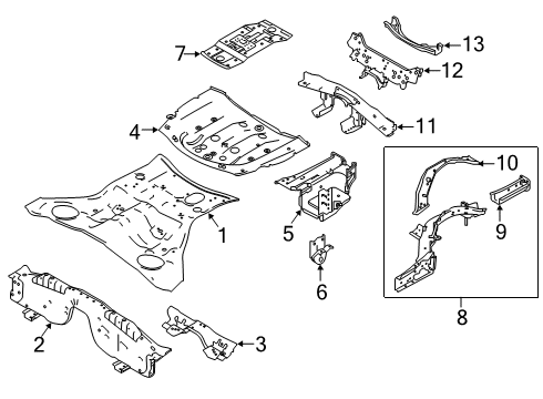 2015 Infiniti Q50 Rear Body - Floor & Rails Member-Side, Rear RH Diagram for 75508-4HK0B