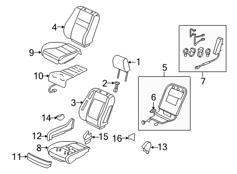 2010 Acura RL Front Seat Components Pad, Right Front Seat-Back (With Opds Sensor) Diagram for 81127-SJA-A12