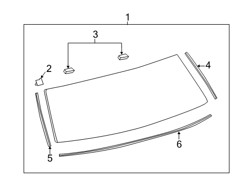 2015 Lexus CT200h Lift Gate - Glass & Hardware Glass Sub-Assy, Back Diagram for 68105-76190