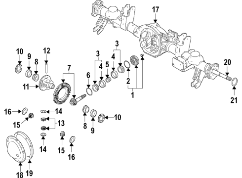 2021 Ram 3500 Rear Axle, Differential, Propeller Shaft Drive PINION Diagram for 68454737AA