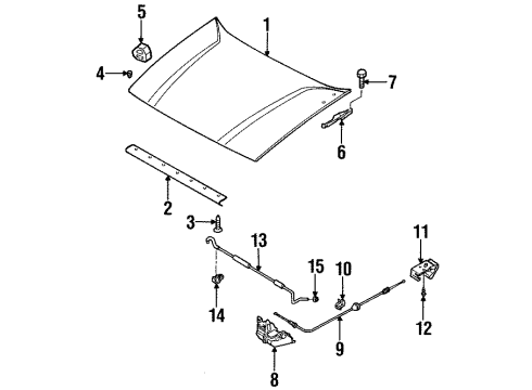 2002 Isuzu Axiom Hood & Components Cable Hood Lock Diagram for 8-97313-471-0