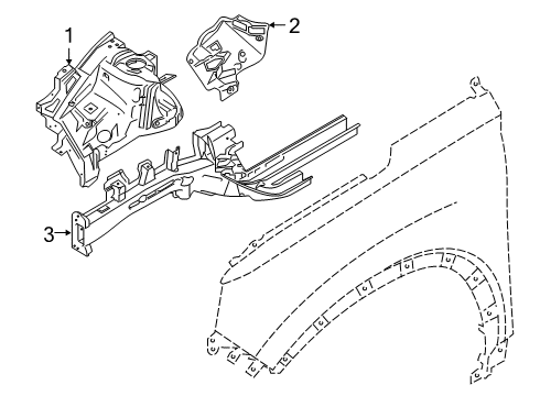 2019 Hyundai Santa Fe Inner Components - Fender Panel Assembly-FNDR Apron, LH Diagram for 64501-S1000
