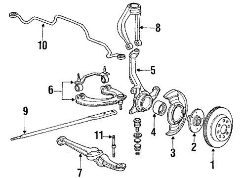 1991 Honda Civic Front Suspension Components, Stabilizer Bar & Components Hub Assembly, Front Diagram for 44600-SH1-A00