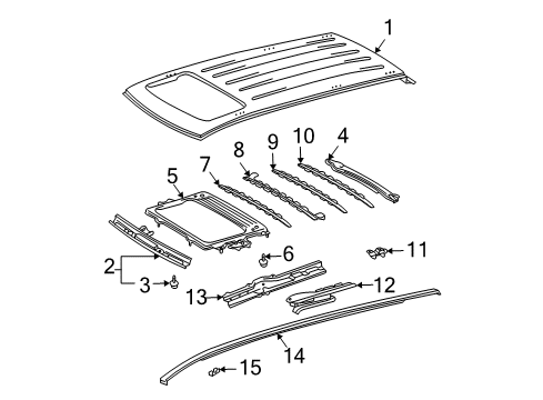 2006 Toyota Sienna Roof & Components, Exterior Trim Sunroof Reinforcement Diagram for 63104-AE010