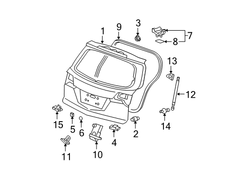 2008 Acura MDX Gate & Hardware Seal (20X20) Diagram for 91606-SE0-000