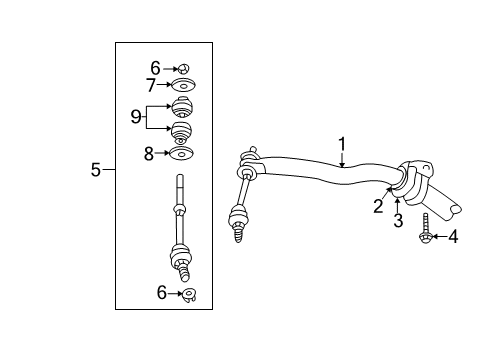 2009 Dodge Ram 2500 Stabilizer Bar & Components - Front Bolt-STABILIZER Bar Diagram for 68044409AA