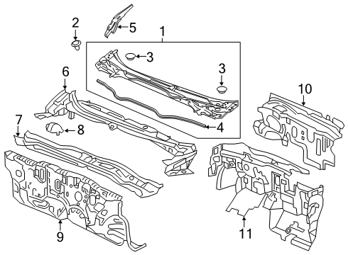 2021 Honda Civic Cowl Dashboard (Upper) Diagram for 61100-TGG-A00ZZ