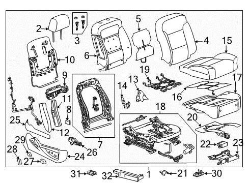 2019 Cadillac Escalade Passenger Seat Components Occupant Sensor Diagram for 22886642