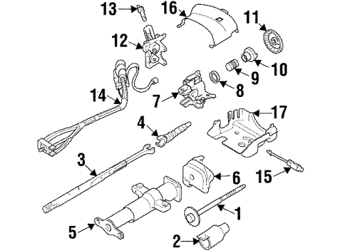 1996 Chevrolet K1500 Suburban Steering Column, Steering Wheel & Trim Column Asm, Steering Diagram for 26055117