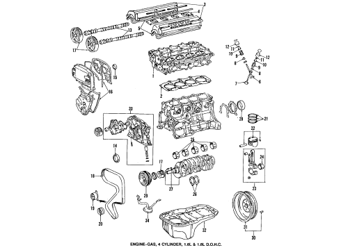 1994 Toyota Corolla Engine Parts, Mounts, Cylinder Head & Valves, Camshaft & Timing, Oil Pan, Oil Pump, Crankshaft & Bearings, Pistons, Rings & Bearings Pulley Diagram for 13470-16050