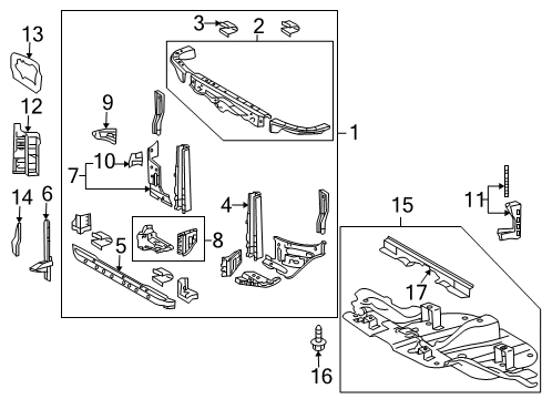 2019 Toyota Sequoia Radiator Support, Splash Shields Radiator Support Diagram for 53201-0C071