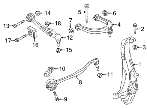 2022 BMW X6 Front Suspension Components Control Arm With Rubber Bush Diagram for 31106878081