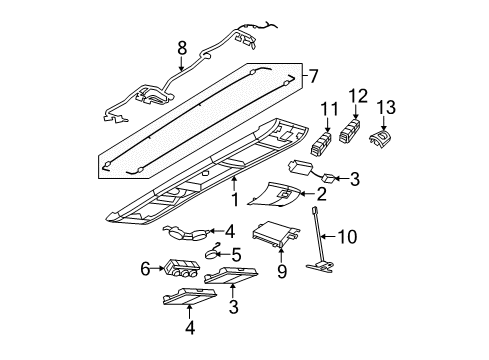 2014 Dodge Grand Caravan Overhead Console Cover-Overhead Console Diagram for 5RS52HDAAB