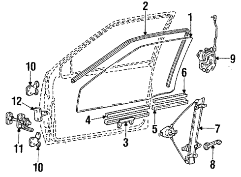 1991 Hyundai Excel Front Door - Glass & Hardware Interior Door Handle Assembly, Right Diagram for 82620-24000-AQ