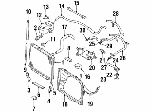 1994 Isuzu Trooper Radiator & Components Seal, Radiator Diagram for 8-97036-937-0