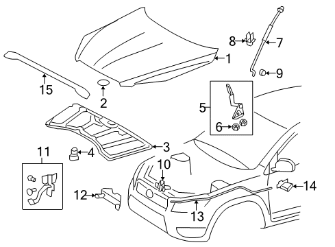 2006 Toyota RAV4 Hood & Components, Exterior Trim Insulator Diagram for 53341-0R010