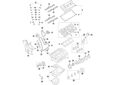 2014 Lexus IS350 Engine Parts, Mounts, Cylinder Head & Valves, Camshaft & Timing, Oil Pan, Oil Pump, Crankshaft & Bearings, Pistons, Rings & Bearings, Variable Valve Timing Piston Sub-Assembly, W/P Diagram for 13101-31061-A0