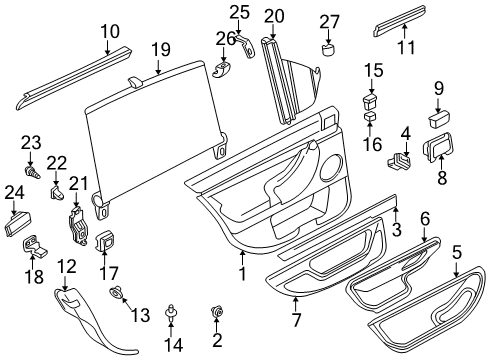 1998 BMW 740i Interior Trim - Rear Door Chest Strip, Interior Left Rear Diagram for 51228230475