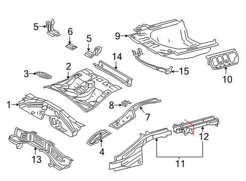 2019 Toyota Camry Rear Body - Floor & Rails Center Floor Pan Diagram for 58211-06230
