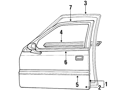 1994 Plymouth Sundance Front Door Molding-Front Door Diagram for 5016206AA