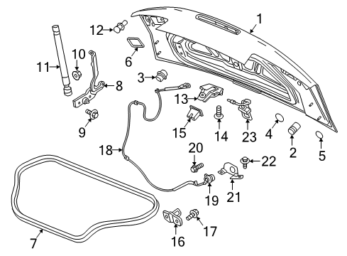 2017 Chevrolet Camaro Trunk Lock Retainer Diagram for 23151211