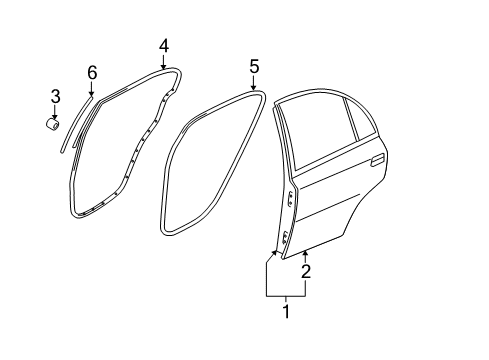 2008 Hyundai Accent Rear Door Weatherstrip-Rear Door Body Side RH Diagram for 83120-1E001